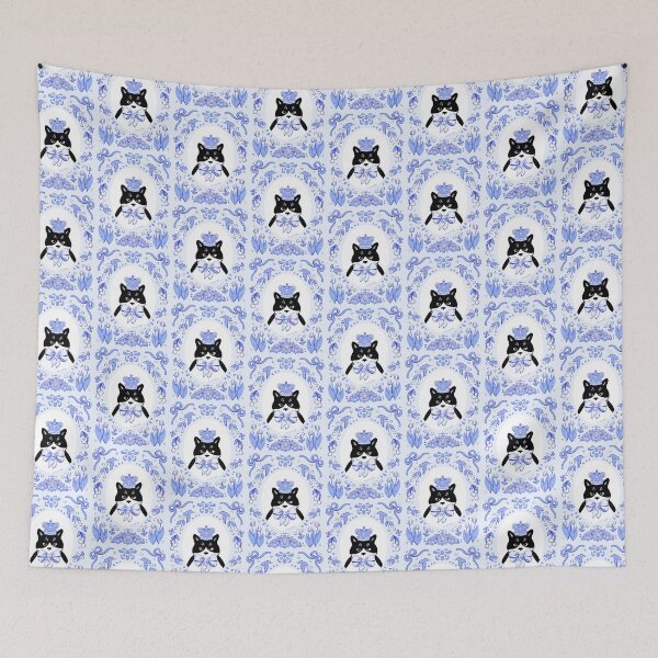 Item preview, Royal cat portrait with floral border and bows  designed and sold by rizdrawings.