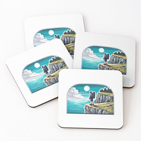 Item preview, Solo Hiker Admiring Scenic Moonlit Cliffside View designed and sold by Akioos.