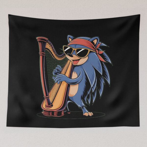 Item preview, Crazy hedgehog playing harp designed and sold by A-Szczesniak.