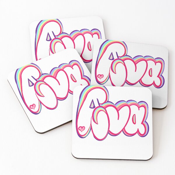 Item preview, Ava popular girls first name in white with pastel rainbow outline. Personalized personalised customised name Ava designed and sold by Artonmytee.