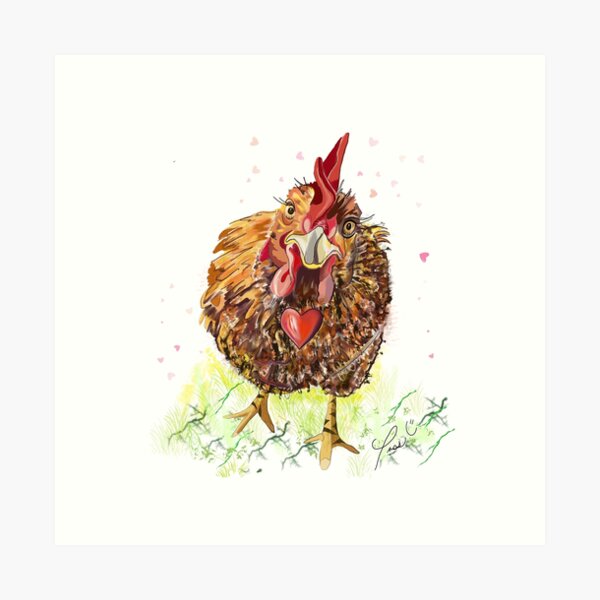 Aperçu de l'œuvre Poulette au grand coeur par Pascale Breton créée et vendue par Pascale Breton.
