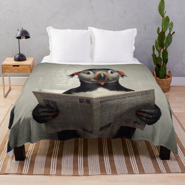 Item preview, Quirky Puffin Reading a Newspaper designed and sold by vk09.