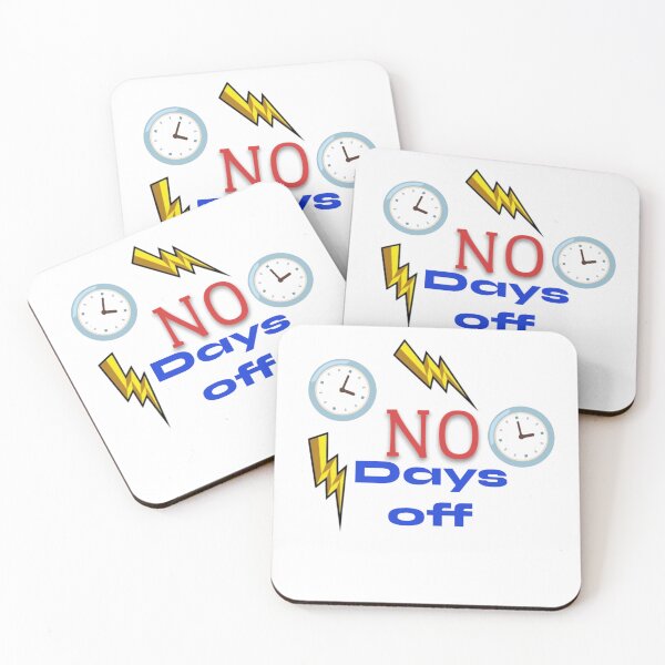 Item preview, no days off with clock icons and lighting bolts designed and sold by Flashmarkett.