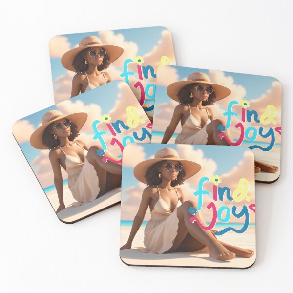 Item preview, Tropical Beach Vibes Aesthetic – Find Joy Summer Design with Stylish Woman in Sun Hat designed and sold by QPTheeArtist.