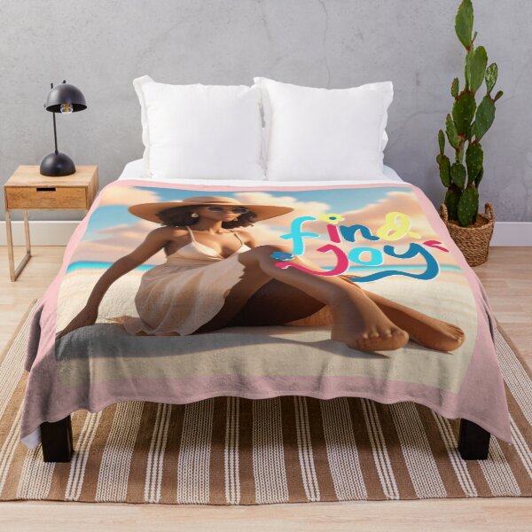Item preview, Tropical Beach Vibes Aesthetic – Find Joy Summer Design with Stylish Woman in Sun Hat designed and sold by QPTheeArtist.