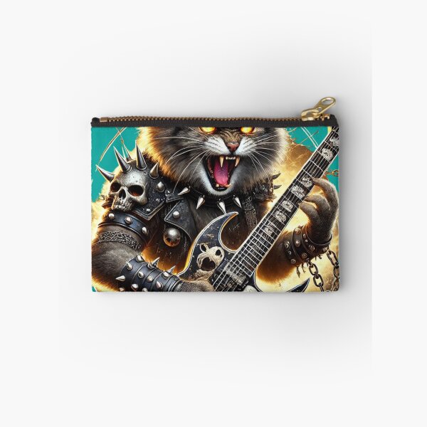 Aperçu de l'œuvre Chat Heavy Metal Réaliste - Félin qui Déchiquette Intensement la Guitare créée et vendue par Nauert's.