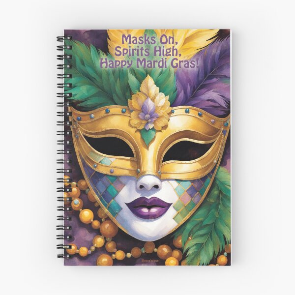 Item preview, "Masks On, Spirits High, Happy Mardi Gras!" designed and sold by JoyColorLove.