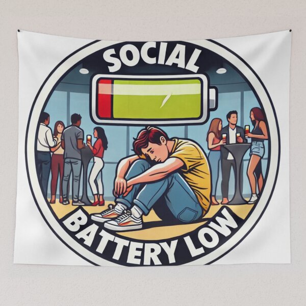 Item preview, Social Battery Low - Funny Introvert Meme designed and sold by Nauert's.