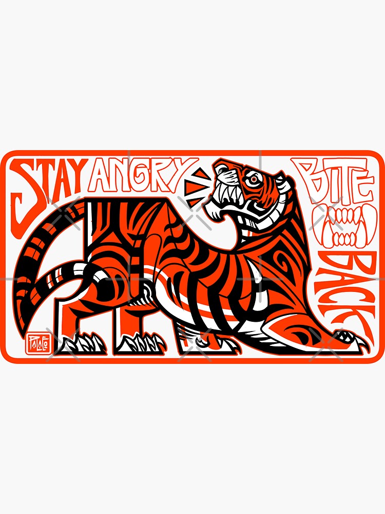 Thumbnail 3 of 3, Sticker, Stay Angry, Bite Back (Dark Shirt Variant) designed and sold by PaleoPanthera.