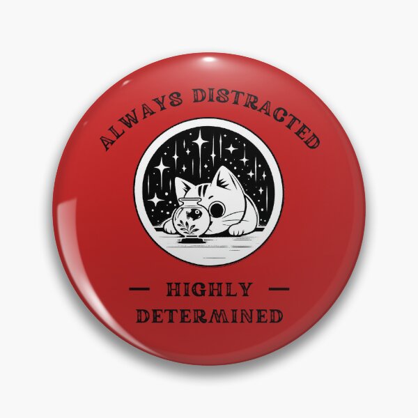 Item preview, Always Distracted Highly Determined White Cat ADHD white background for neurodivergent animal lovers designed and sold by Dollycat Industries.