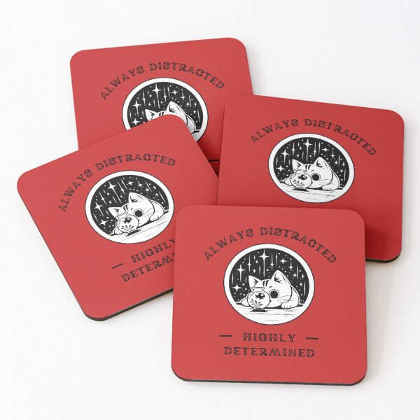 Item preview, Always Distracted Highly Determined White Cat ADHD white background for neurodivergent animal lovers designed and sold by Dollycat Industries.