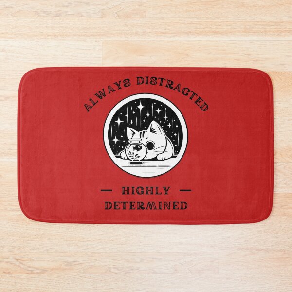 Item preview, Always Distracted Highly Determined White Cat ADHD white background for neurodivergent animal lovers designed and sold by Dollycat Industries.