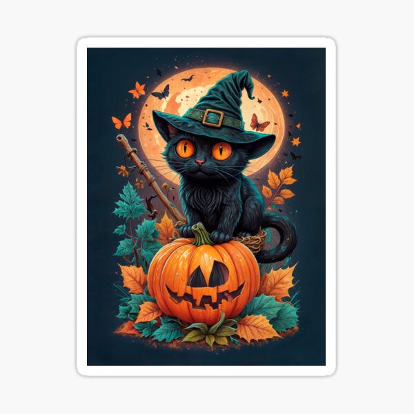 Item preview, Witchy cat pumpkin designed and sold by MeowPawStudio.