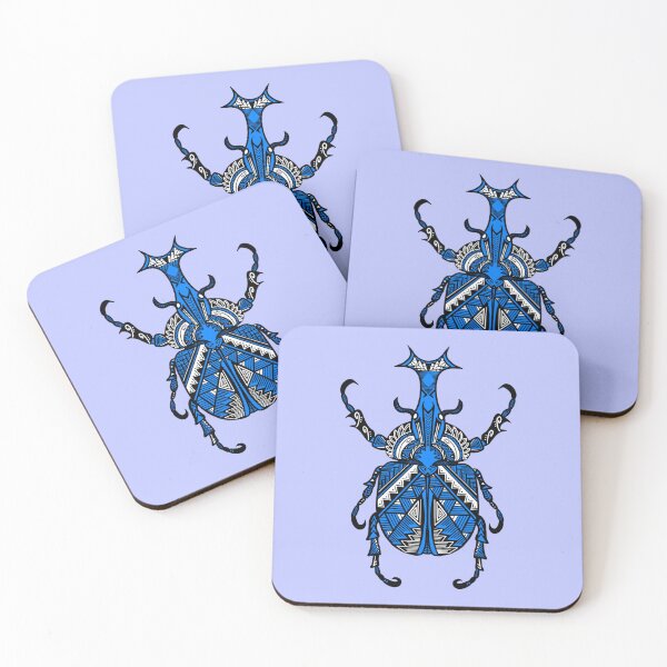 Item preview, Bright Blue Tribal Rhinoceros Beetle designed and sold by Steeb757.