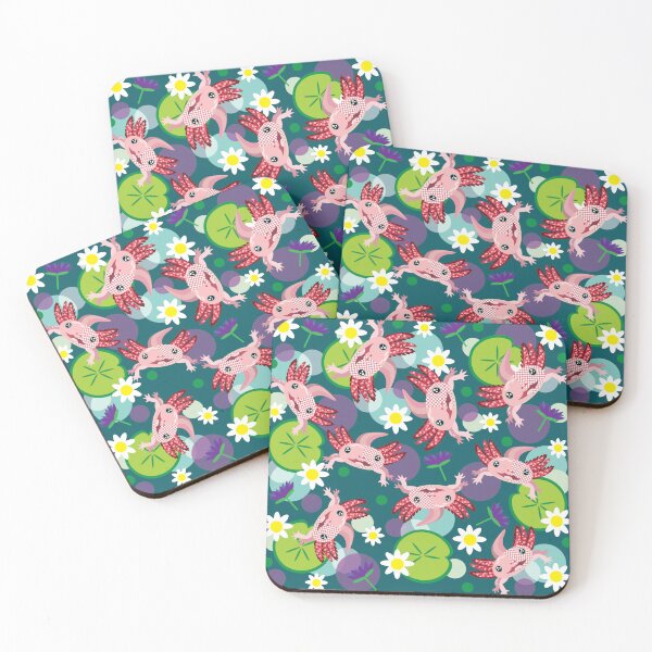 Item preview, Axolotl and flower pattern designed and sold by smalladventures.