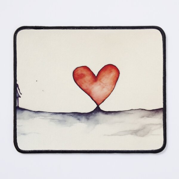 Item preview, A minimalist watercolor painting capturing a solitary figure standing before a large, radiant heart. Symbolize an intimate connection, evoking emotions of love and passion. Valentines day concept designed and sold by anytka.