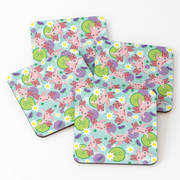 Item preview, Axolotl and flowers baby blue pattern designed and sold by smalladventures.