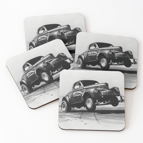 Item preview, Vintage Willys Coupe Gasser wheelie - black print designed and sold by retropetrol.
