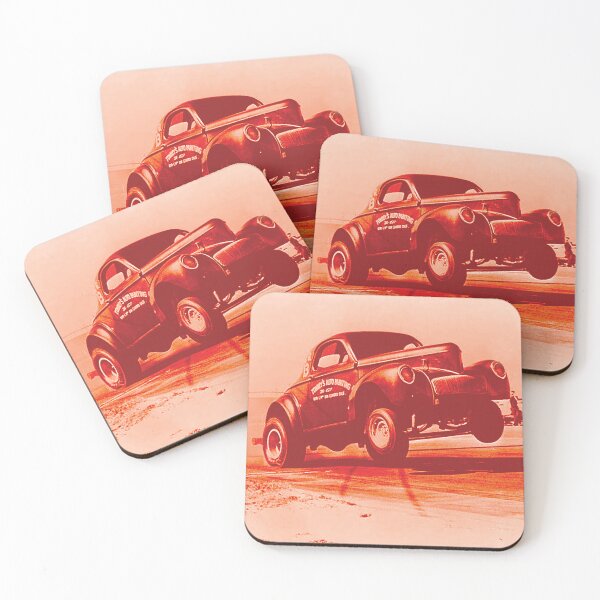 Item preview, Vintage Willys Coupe Gasser wheelie - orange candy print designed and sold by retropetrol.