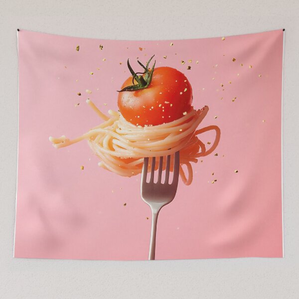 Item preview, Fork holding pasta and a tomato designed and sold by anytka.