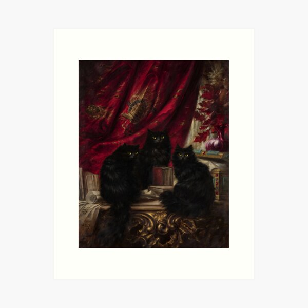 Item preview, Three Black Cats - Carl Kahler designed and sold by darkgothicart.