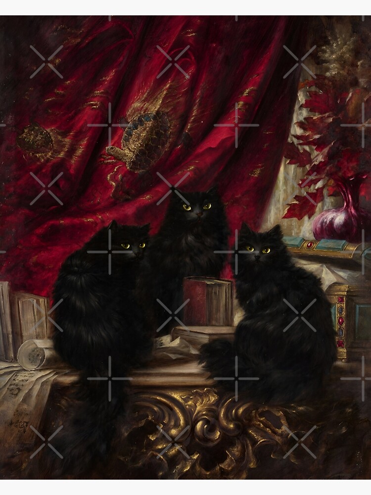Thumbnail 3 of 3, Poster, Three Black Cats - Carl Kahler designed and sold by darkgothicart.