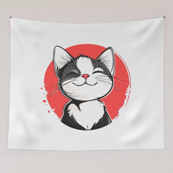 Item preview, Happy Cat graphic, red and black designed and sold by StonegateArt.