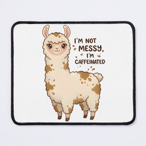 Item preview, Cute cartoon llama with a humorous slogan about being caffeinated, created in a playful and colorful design perfect for casual art designed and sold by RUMOOROZ.