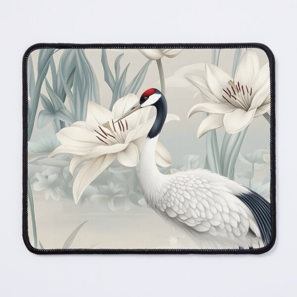 Item preview, Red crowned crane flower design designed and sold by Lewis-mart.