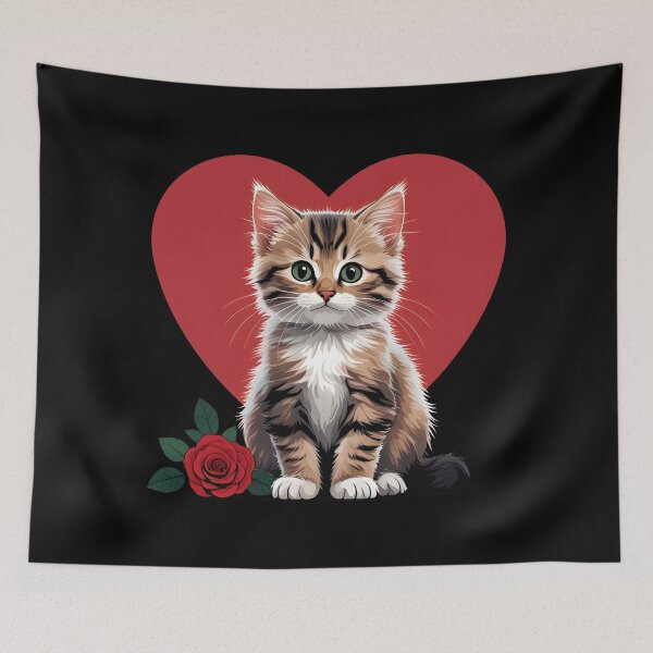 Aperçu de l'œuvre Chaton tabby brun et coeur créée et vendue par FieldScent.