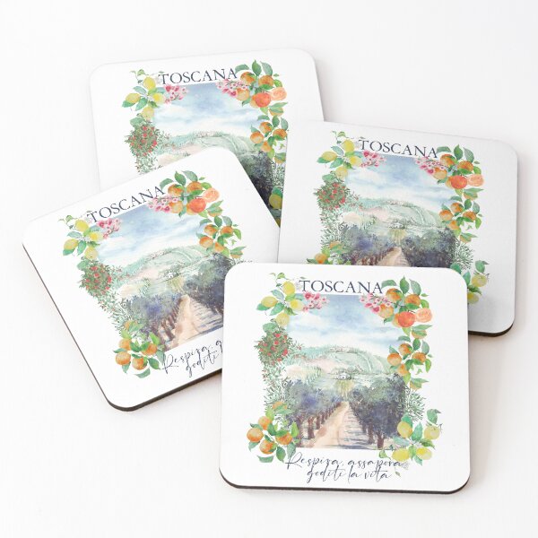 Item preview, TOSCANA, Tuscany hills vineyard watercolour art travel poster, Italy by Katarina Roccella designed and sold by Katarina Roccella.