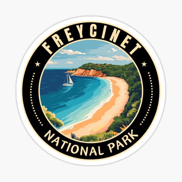 Item preview, Freycinet National Park in Tasmania Australia Retro Travel Art Emblem designed and sold by MaateoDesign.