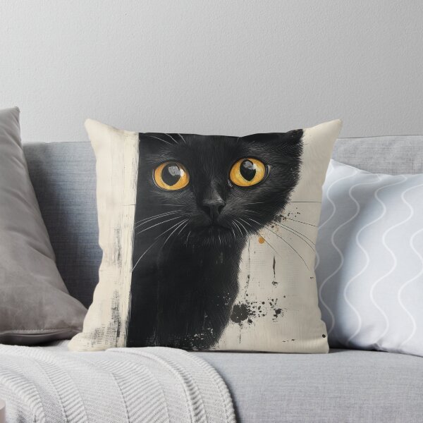 Item preview, Mysterious Black Cat Peeking from Behind a Door - Abstract Art. designed and sold by ML-Media.