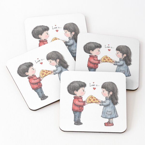 Item preview, Love is Sharing Pizza - Cute Valentine's Day Cartoon Illustration designed and sold by AnnDesignStudio.