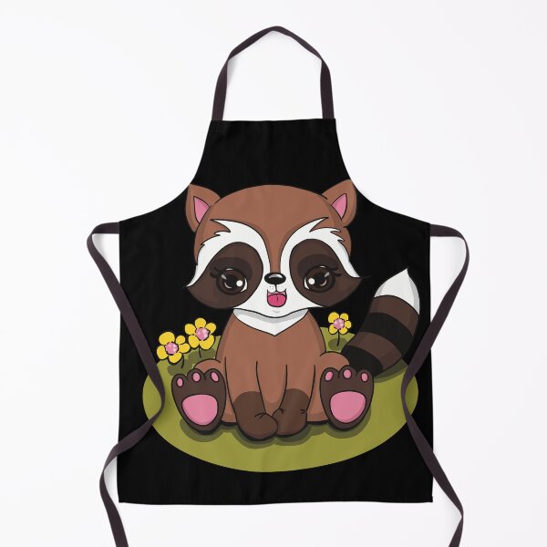Item preview, Cute baby raccoon sitting in the green grass enjoying the yellow flowers designed and sold by marina63.