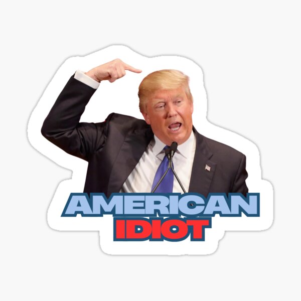 Vista previa del artículo con la obra «Logotipo anti-Trump de American Idiot», diseñado y vendido por Resistance Prints.