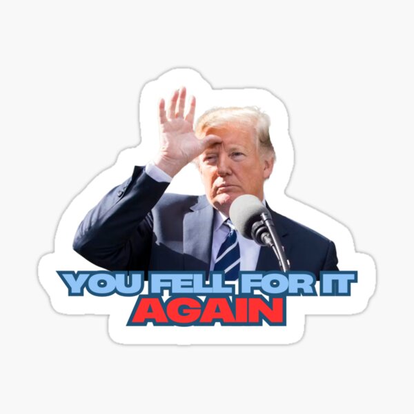 Vista previa del artículo con la obra «Caíste de nuevo en la trampa Logotipo anti-Trump», diseñado y vendido por Resistance Prints.