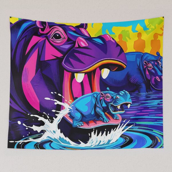 Item preview, Hippo Splash Parade – Bold Colors and Baby Fun designed and sold by WildlifeInc.