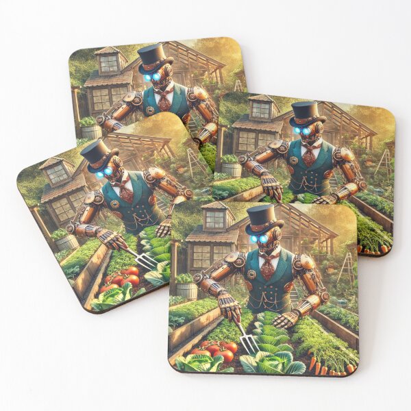Item preview, Steampunk Robot Gardener in a Vibrant Greenhouse designed and sold by Wiredart.