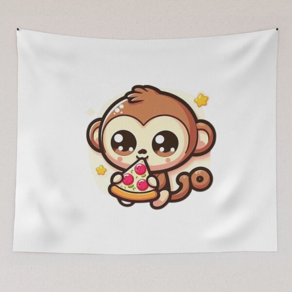 Item preview, monkey eating pizza designed and sold by Eternalski.