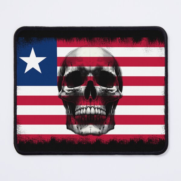 Item preview, LIBERIA SKULL FLAG NATION RAREART COUNTRY HALLOWEEN #ogirdor designed and sold by ogirdorgraphics.