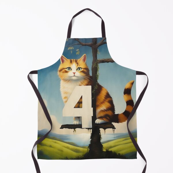 Item preview, Number Four with Cat | Numerals | Cat Illustration | Cat Art designed and sold by UnhingedBird.