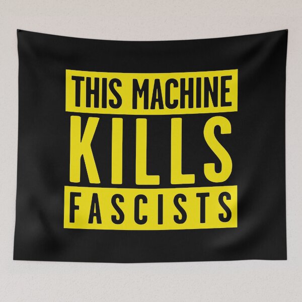 Item preview, Warning: This Machine Kills Fascists (yellow stencil) designed and sold by Thelittlelord.