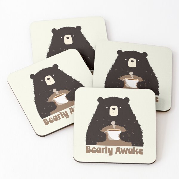 Item preview, Bearly Awake Bear drinking Coffee designed and sold by blackdogshop.