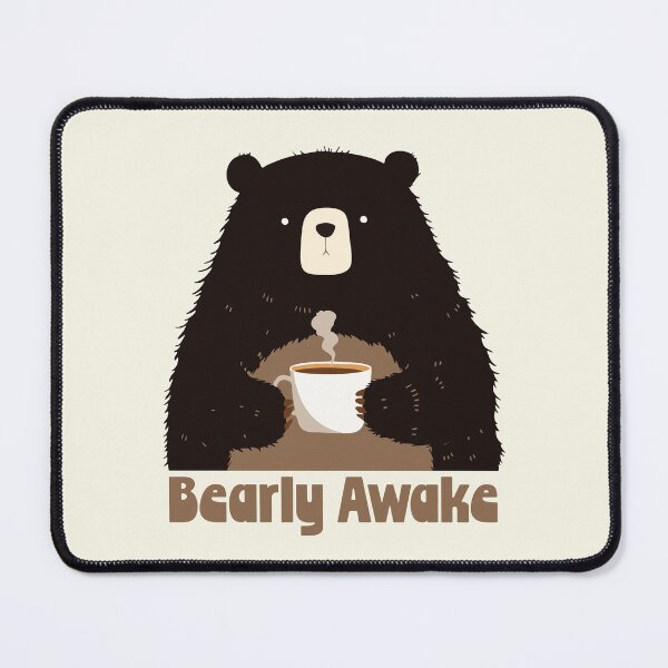 Item preview, Bearly Awake Bear drinking Coffee designed and sold by blackdogshop.