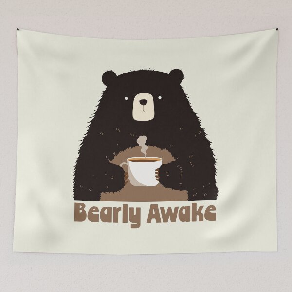 Item preview, Bearly Awake Bear drinking Coffee designed and sold by blackdogshop.