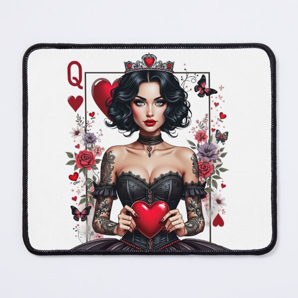 Item preview, Queen of Hearts Gothic Tattoo Crown Butterfly Rose Fantasy designed and sold by JenBoyte.