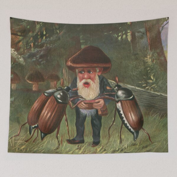 Item preview, Gnome Pestered by three begging mayflies Vintage Postcard Art designed and sold by Onodera.