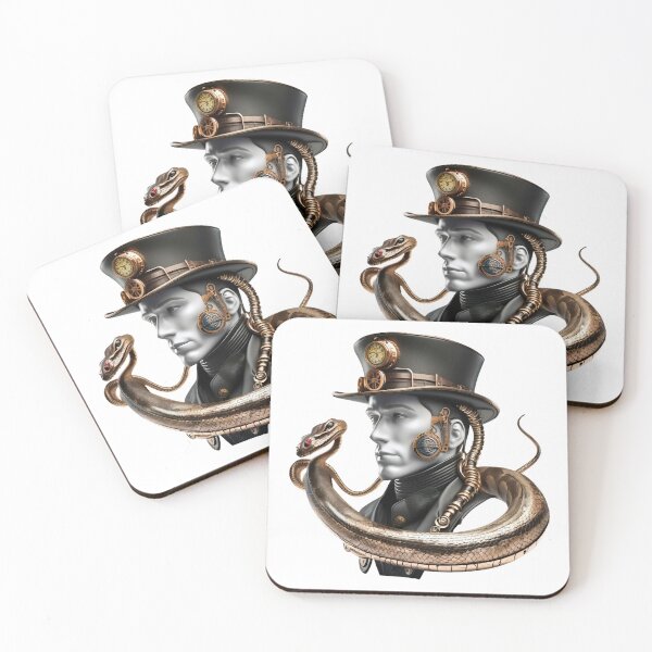 Item preview, Steampunk man and snake retro clockwork designed and sold by Drone-tees.