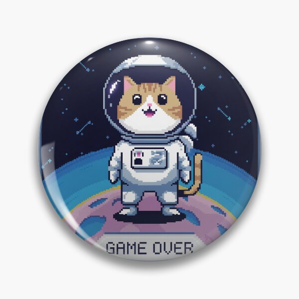 Item preview, 8-Bit Japanese Arcade Cat Astronaut Portrait designed and sold by ImaginaryAiArt.